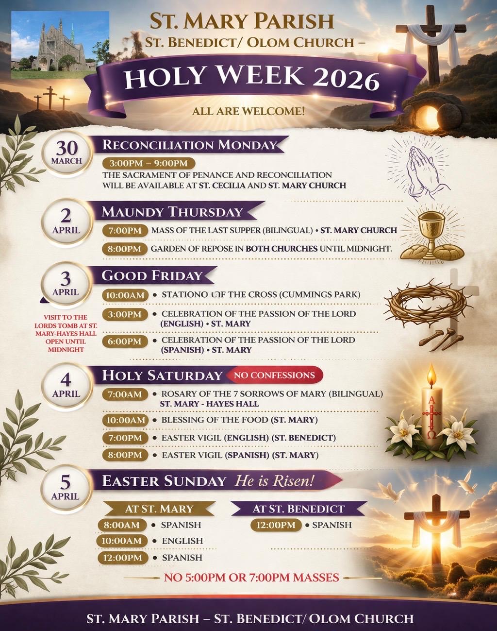 Semana Santa 2026 — Holy Week Schedule